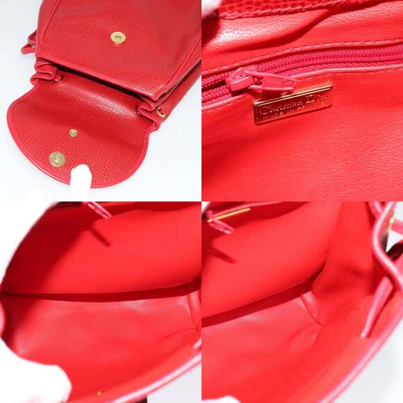 DIOR Backpack Leather Red Gold - Picture 11 of 12